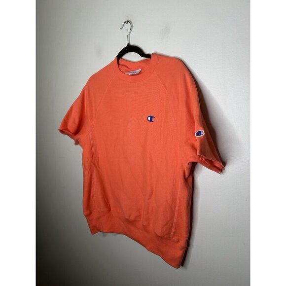 Champion Short Sleeve Crewneck Sweatshirt Mens Reverse Weave Orange Size Small - Picture 4 of 10
